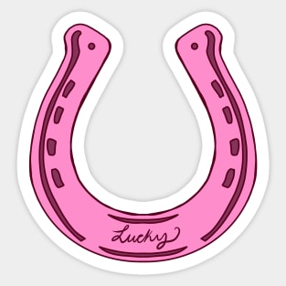 Pink Lucky Horse Shoe Sticker